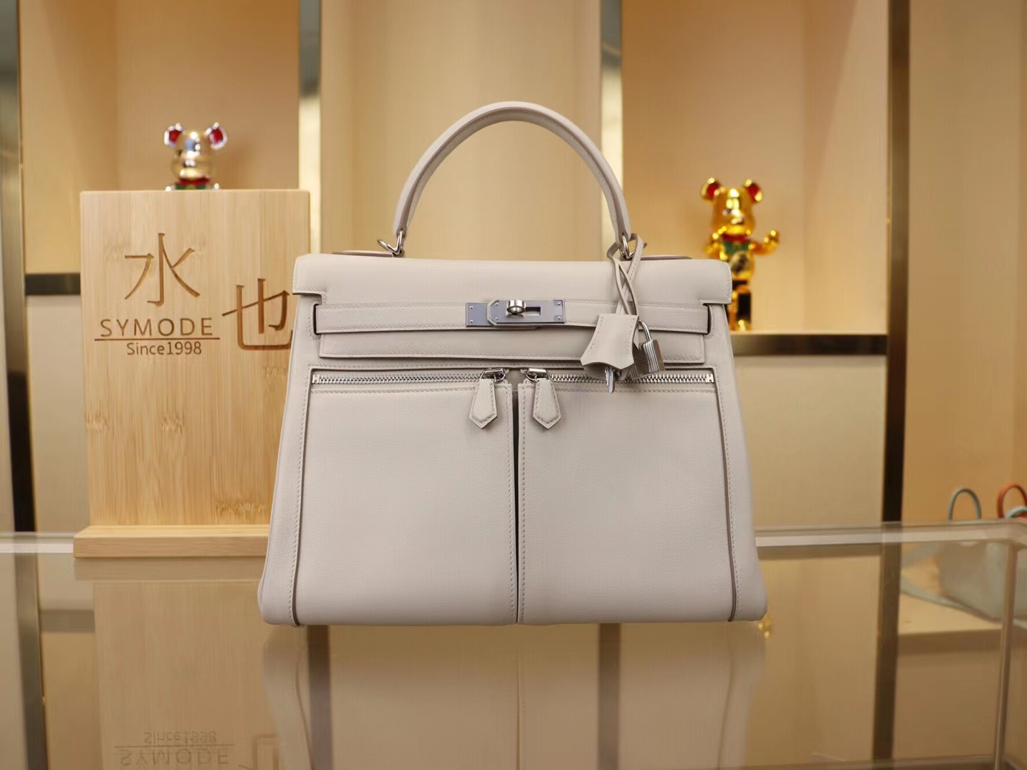 Hermes Kelly Lakis32CM 爱马仕珍珠灰Swift牛皮新款凯莉包 银扣