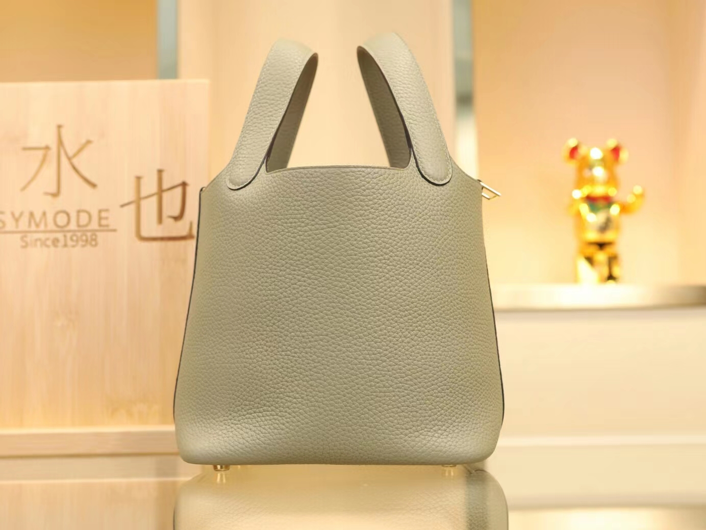 Hermes Picotin Lock18CM 爱马仕Q1鼠尾草绿菜篮子包水桶包 银扣