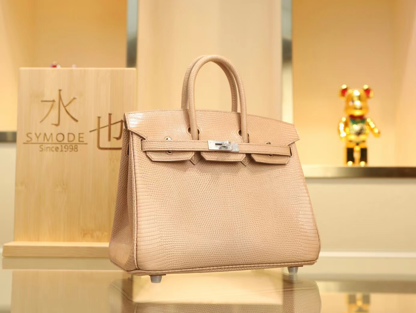 爱马仕包包定制 Hermes CC17灰褐色蜥蜴皮铂金包Birkin25CM 银扣