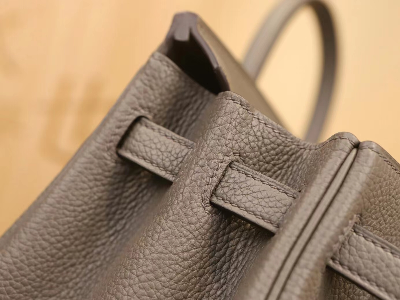 爱马仕包包官网 Hermes Birkin25CM 8F锡器灰Togo皮内缝铂金包