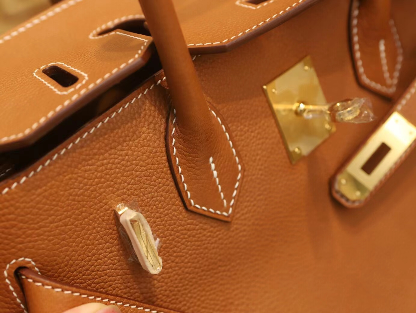 爱马仕包包货源 Hermes CK34焦糖棕福宝马鞍皮铂金包Birkin25CM/30CM