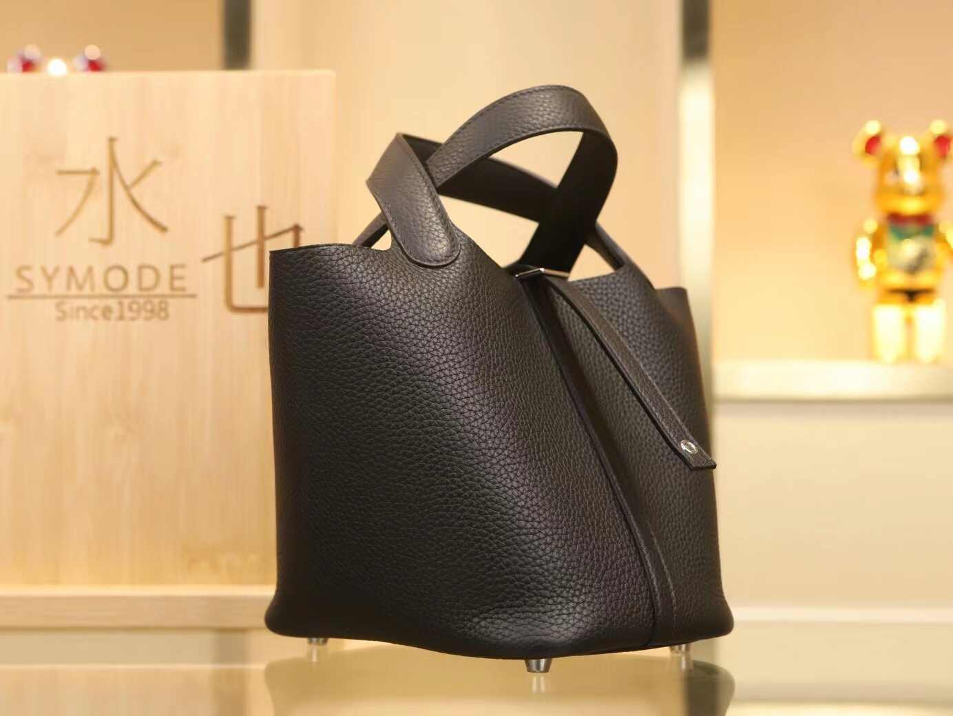 爱马仕菜篮子包 Hermes Picotin Lock18/22CM 89黑色TC皮 银扣/金扣