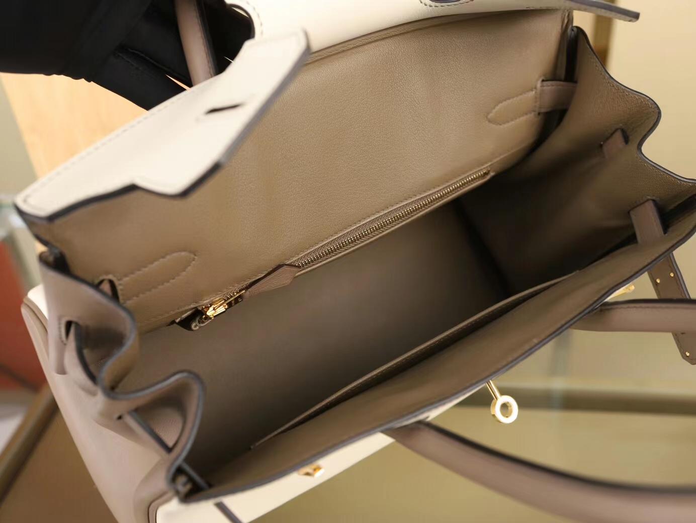 Hermes Birkin30CM 爱马仕奶昔白拼M8沥青灰Swift小牛皮铂金包 金扣