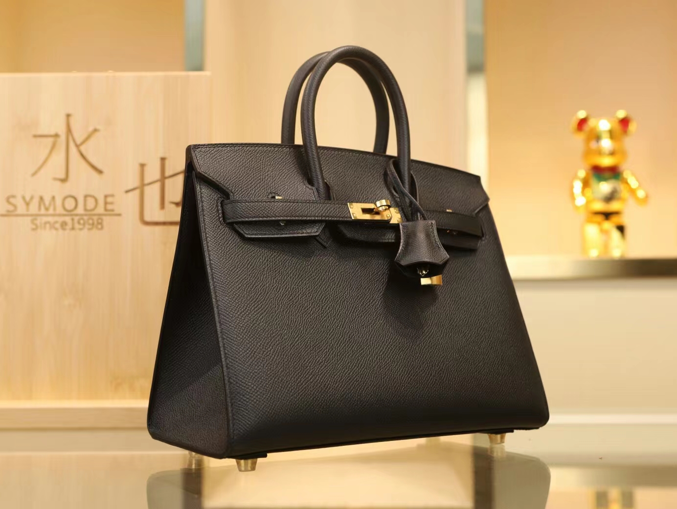 Hermes Birkin25CM 爱马仕89黑色Epsom掌纹牛皮铂金包 外缝