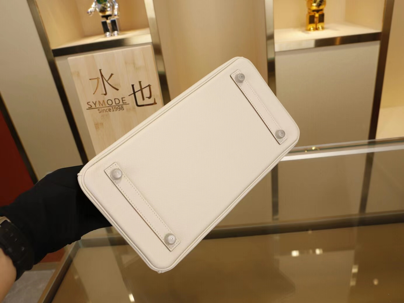Hermes Birkin30 爱马仕铂金包CC10奶昔白Epsom掌纹牛皮 金银扣