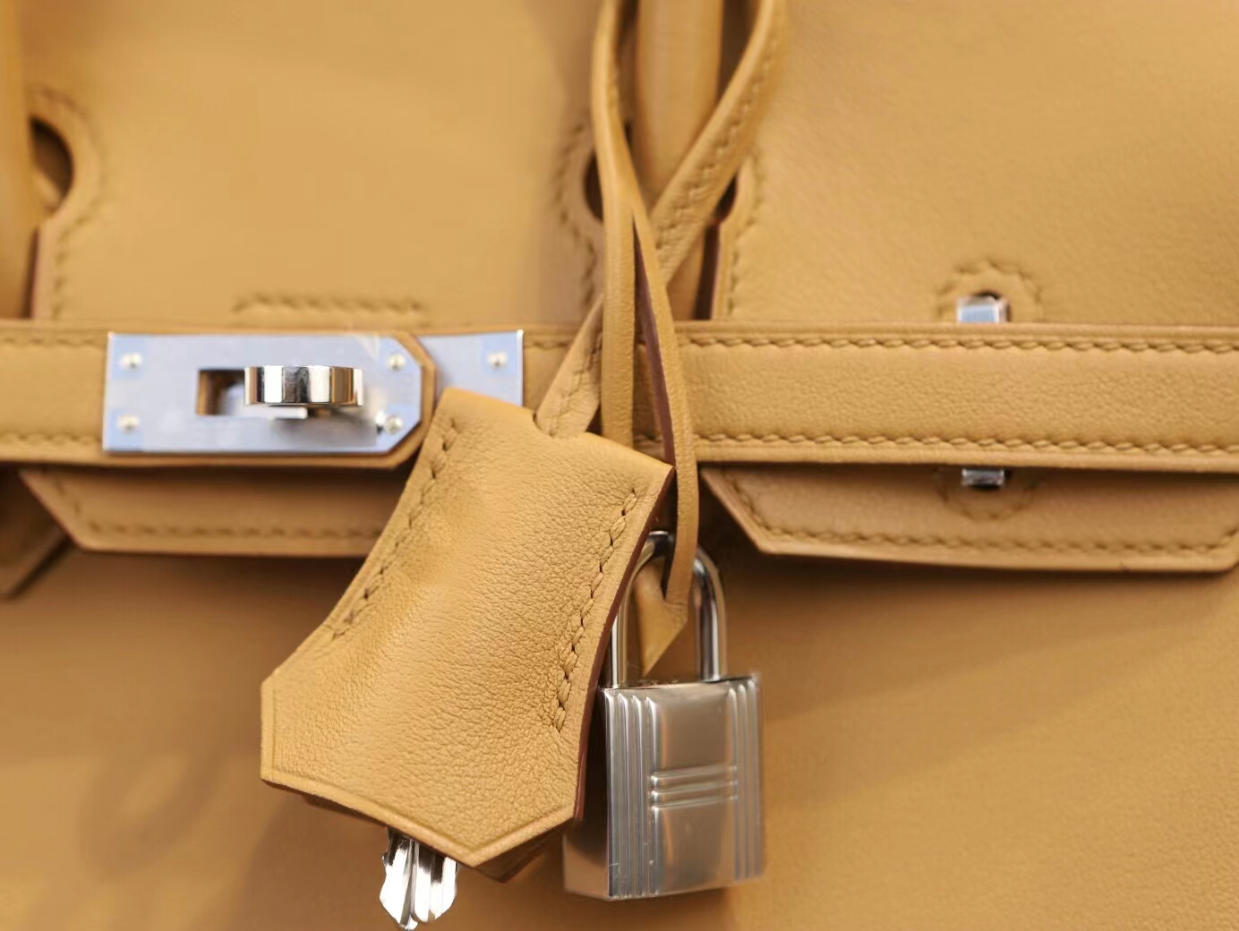 Hermes Birkin25CM 爱马仕4b饼干色Swift皮铂金包手提女包 银扣