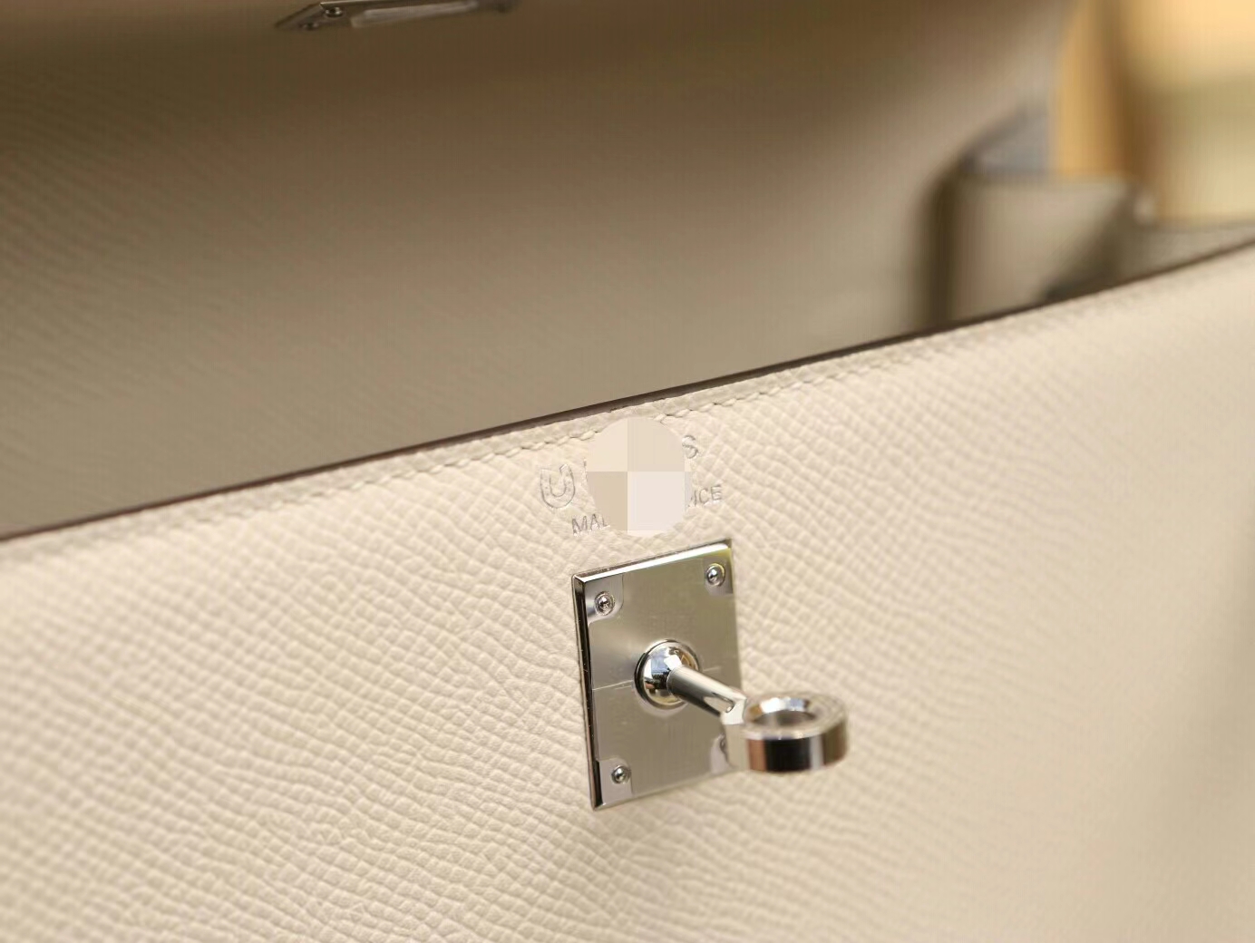 Hermes Kelly25CM 爱马仕奶昔白拼海鸥灰Epsom皮凯莉包 银扣
