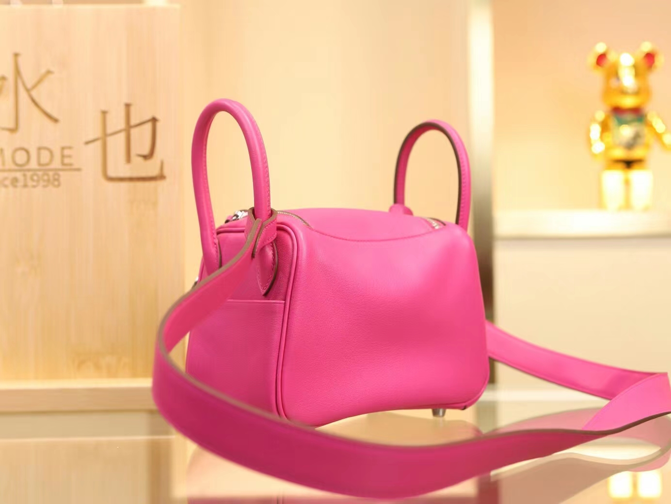 Hermes Mini Lindy19CM 爱马仕L3玫瑰紫Swift小牛皮迷你琳迪包 银扣
