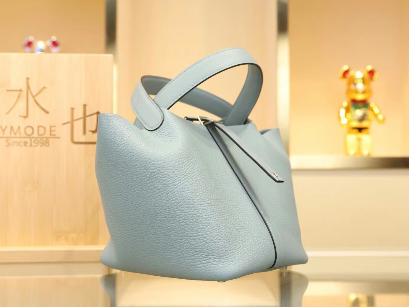 Hermes Picotin Lock18/22CM 爱马仕7G天青色菜篮子包水桶包 银扣