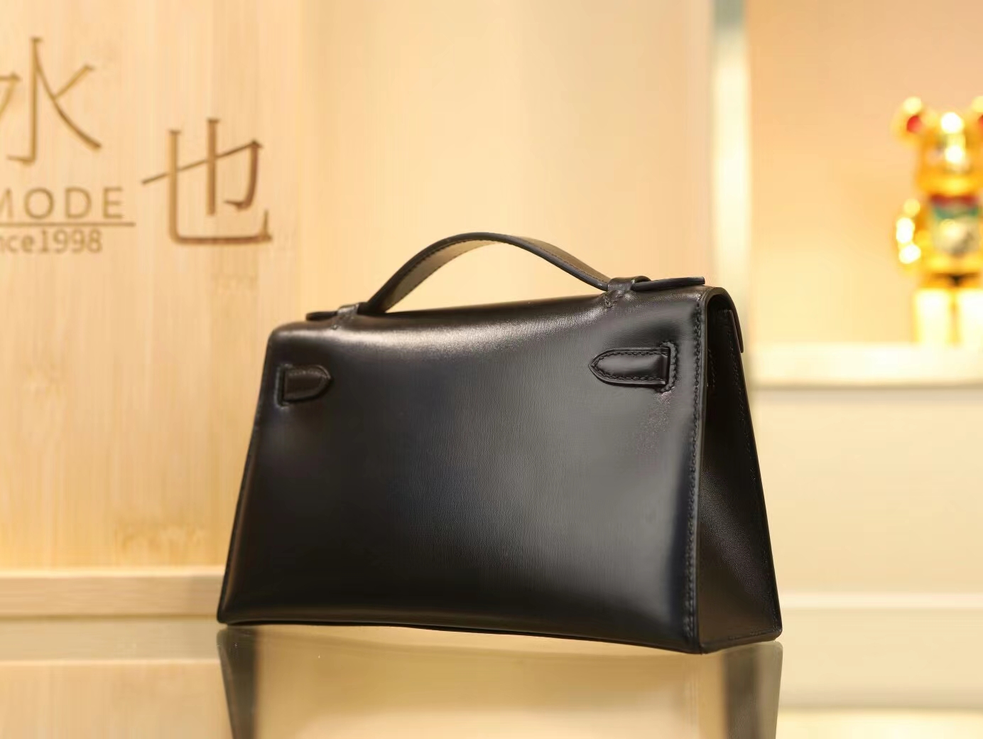 爱马仕迷你凯莉包一代全黑So Black 黑色Swift皮Kelly Pochette1代22cm