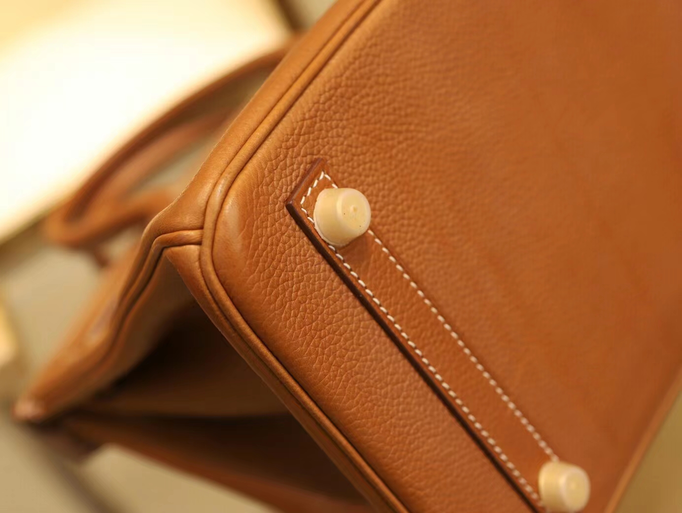 爱马仕包包货源 Hermes CK34焦糖棕福宝马鞍皮铂金包Birkin25CM/30CM
