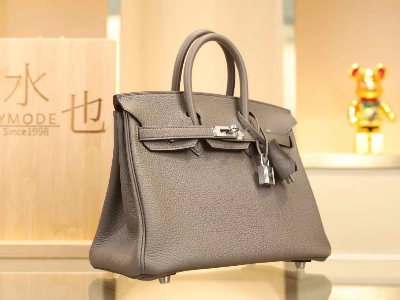 爱马仕包包官网 Hermes Birkin25CM 8F锡器灰Togo皮内缝铂金包
