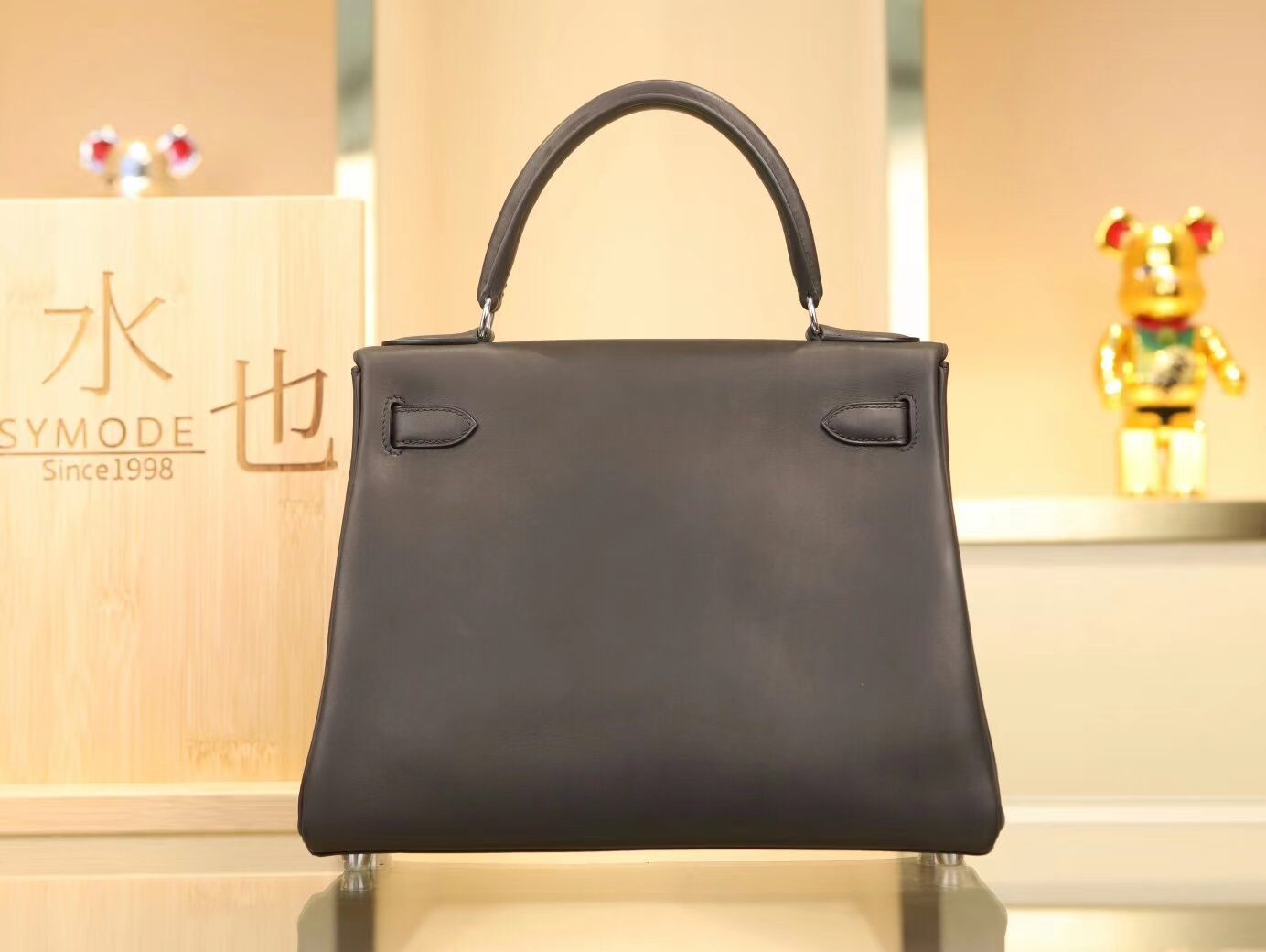 Hermes Kelly28M 爱马仕89黑色马鞍皮单环凯莉包手提女包 内缝
