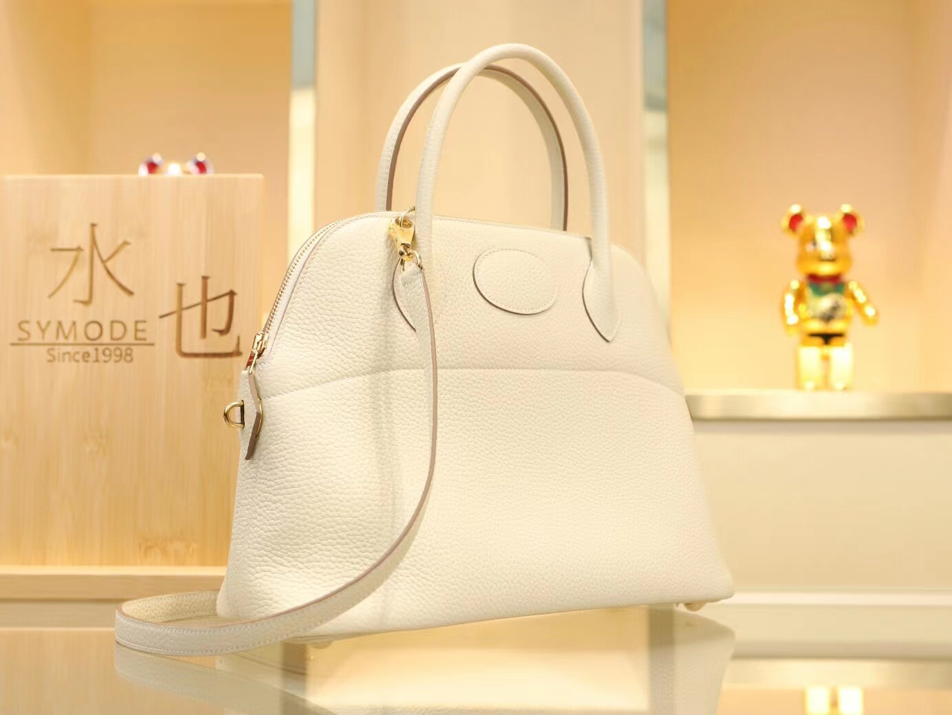 爱马仕女包批发 Hermes bolide 31CM TC牛皮奶昔白CC10保龄包 金扣