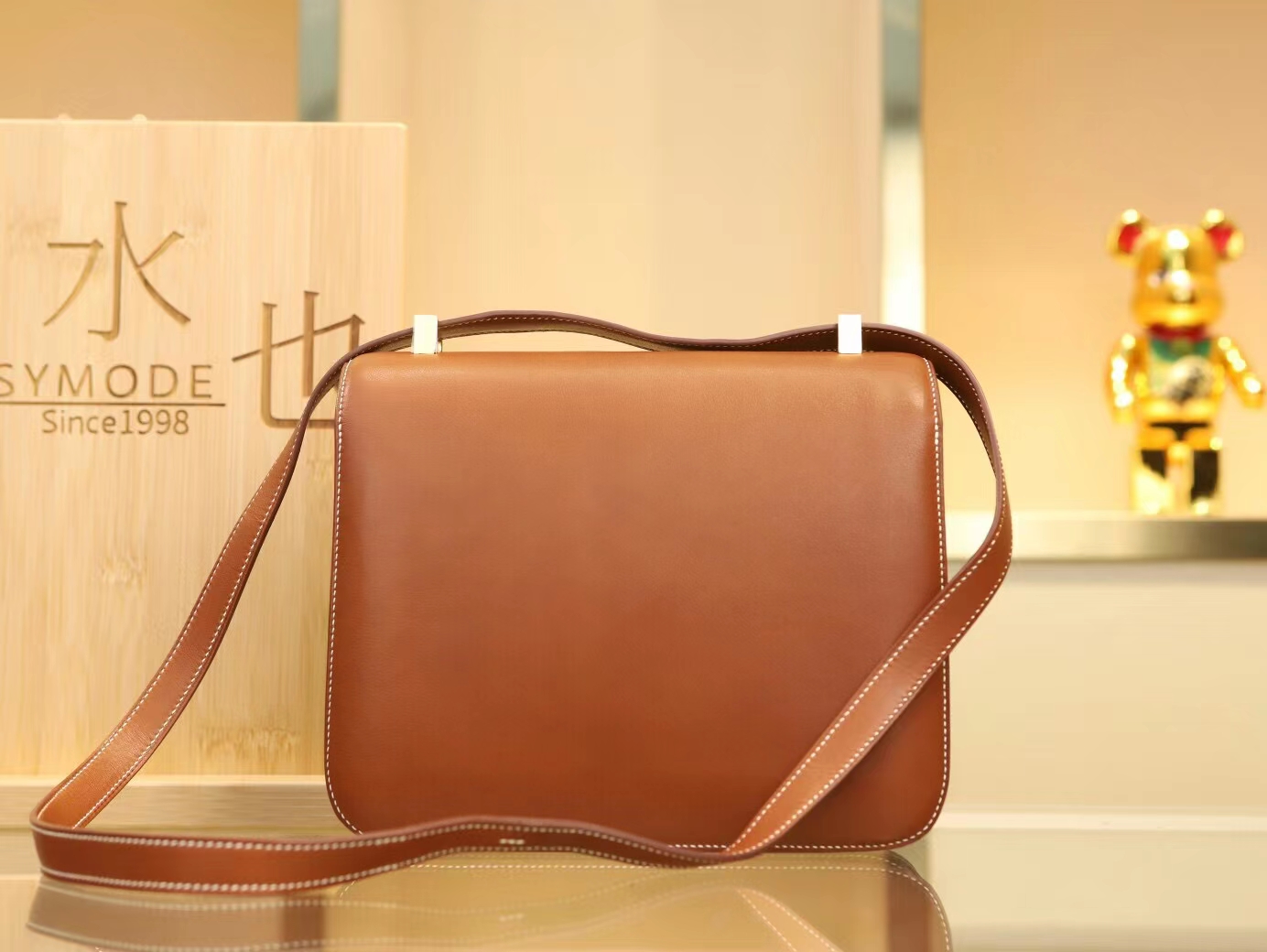 爱马仕女包定做 Hermes Constance24CM CC34焦糖棕马鞍皮康斯坦包