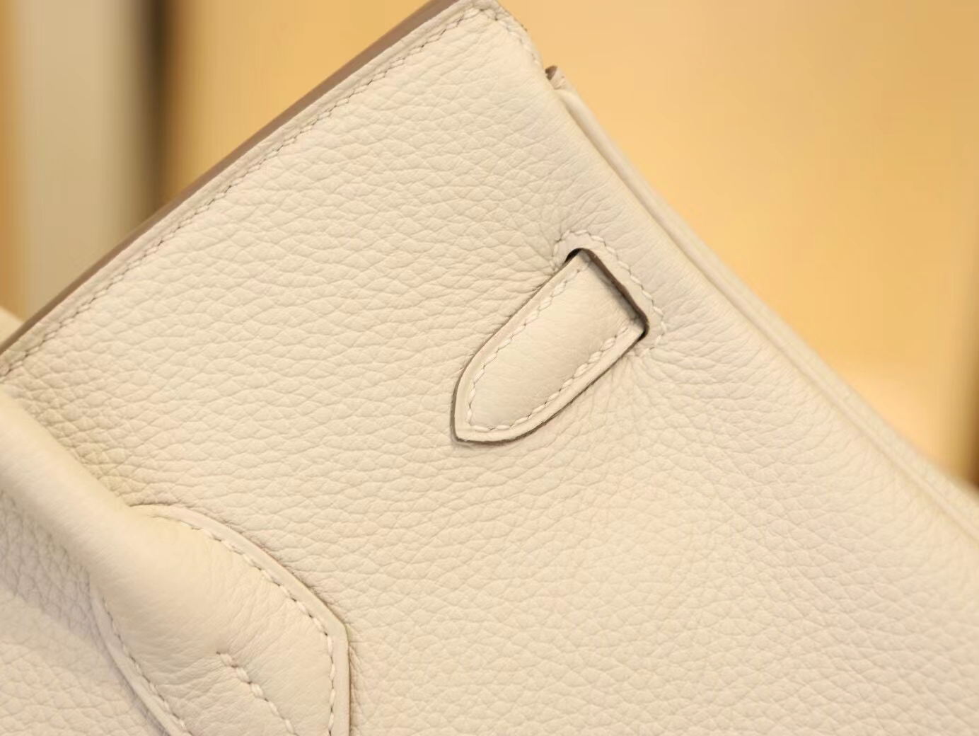 爱马仕铂金包内缝Hermes CC10奶昔白Togo牛皮Birkin25CM 玫瑰金扣