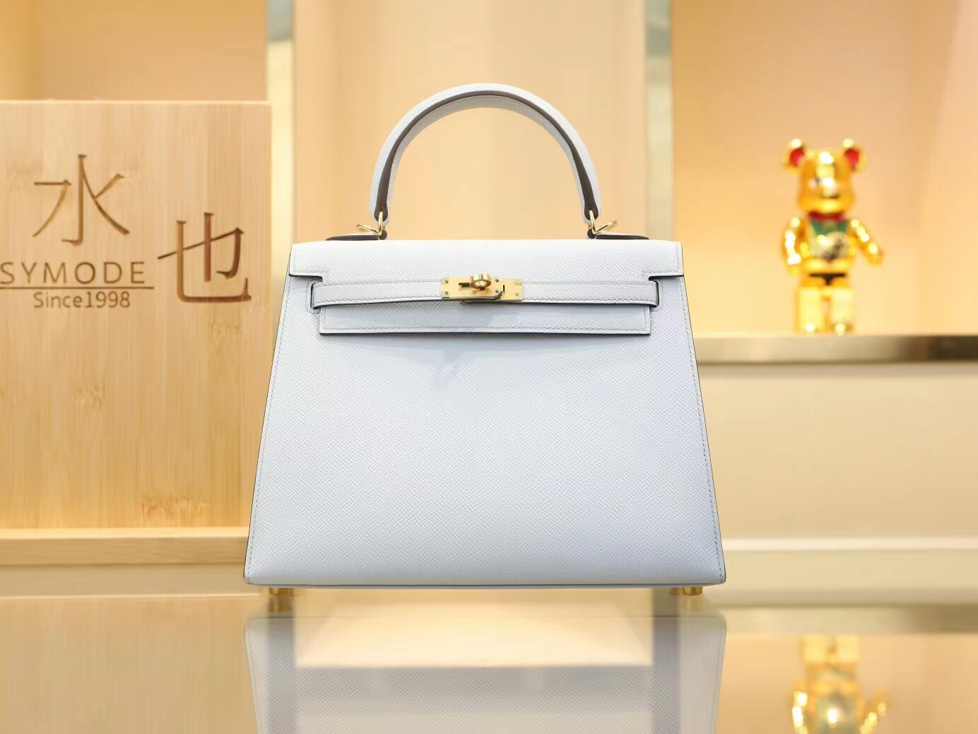 全手缝 爱马仕Hermes T0圣杯蓝 Blue Brume Epsom皮凯莉包Kelly 25CM