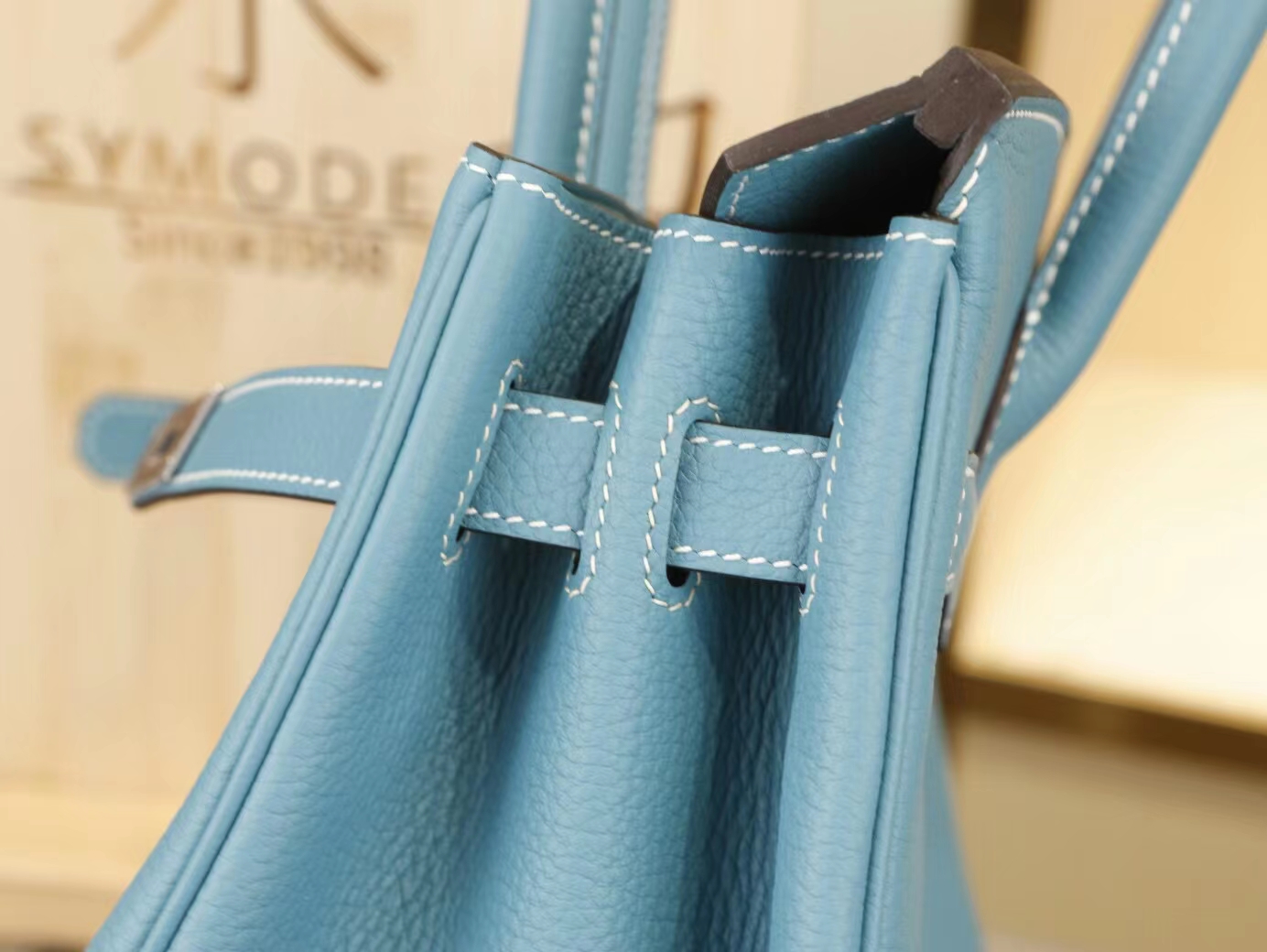 爱马仕铂金包价格 Hermes Birkin30CM CC75牛仔蓝Togo牛皮 金银扣