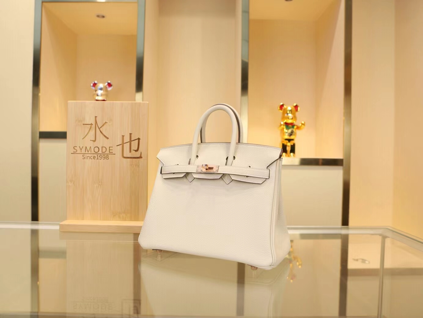 爱马仕铂金包内缝Hermes CC10奶昔白Togo牛皮Birkin25CM 玫瑰金扣