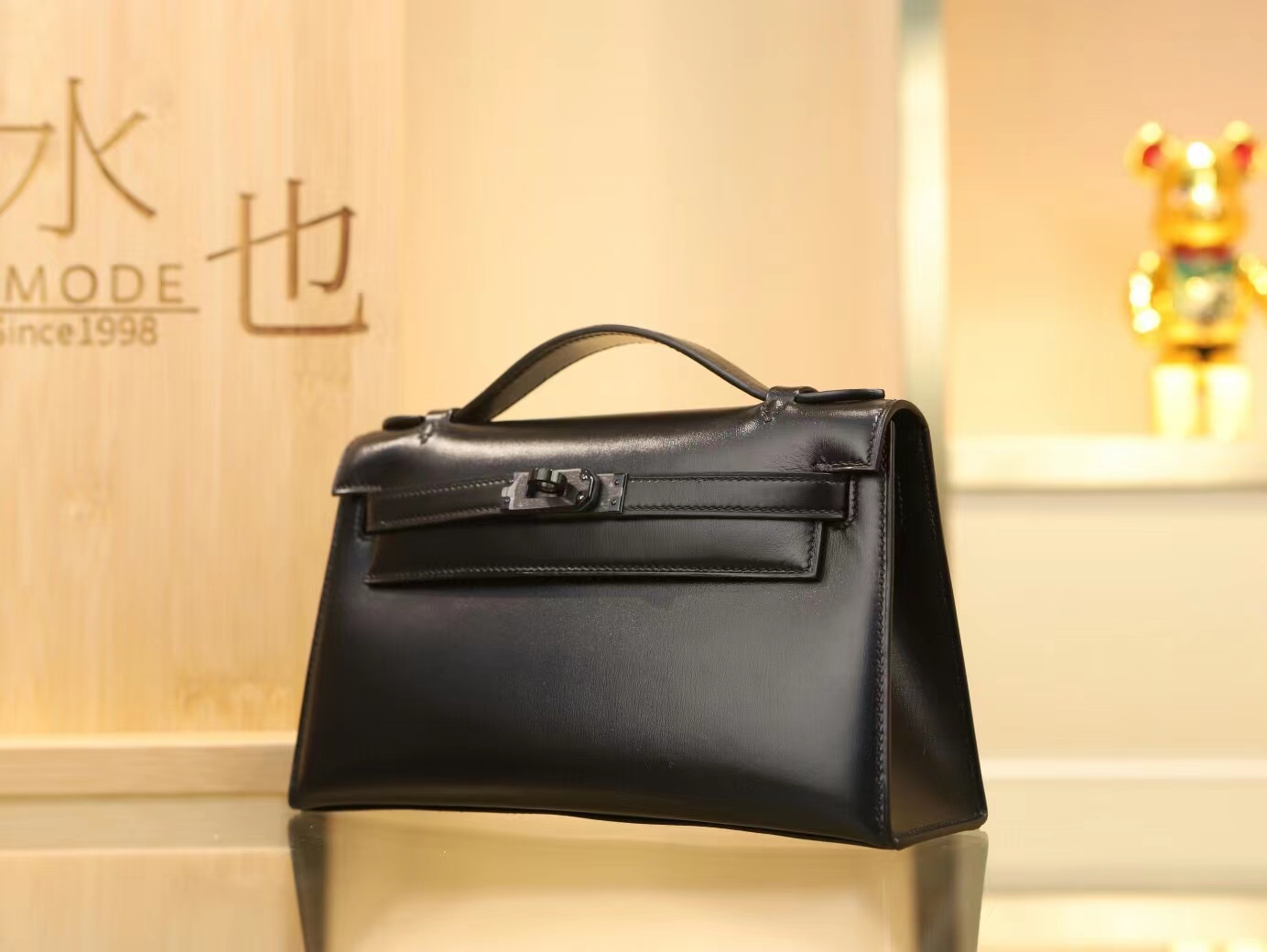 爱马仕迷你凯莉包一代全黑So Black 黑色Swift皮Kelly Pochette1代22cm