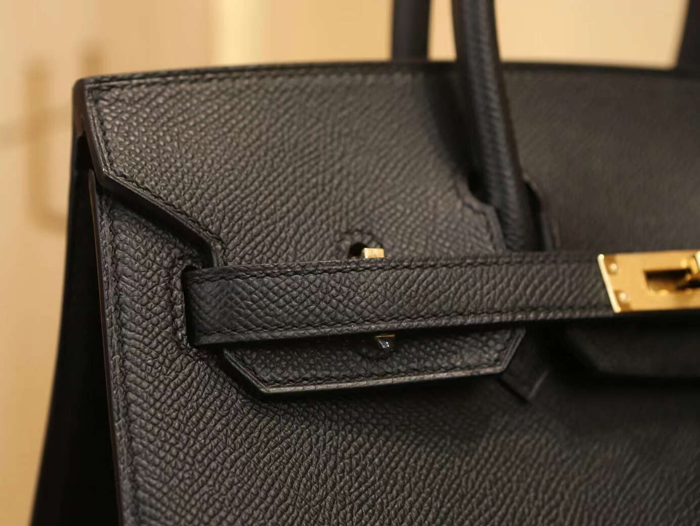 Hermes Birkin25CM 爱马仕89黑色Epsom掌纹牛皮铂金包 外缝