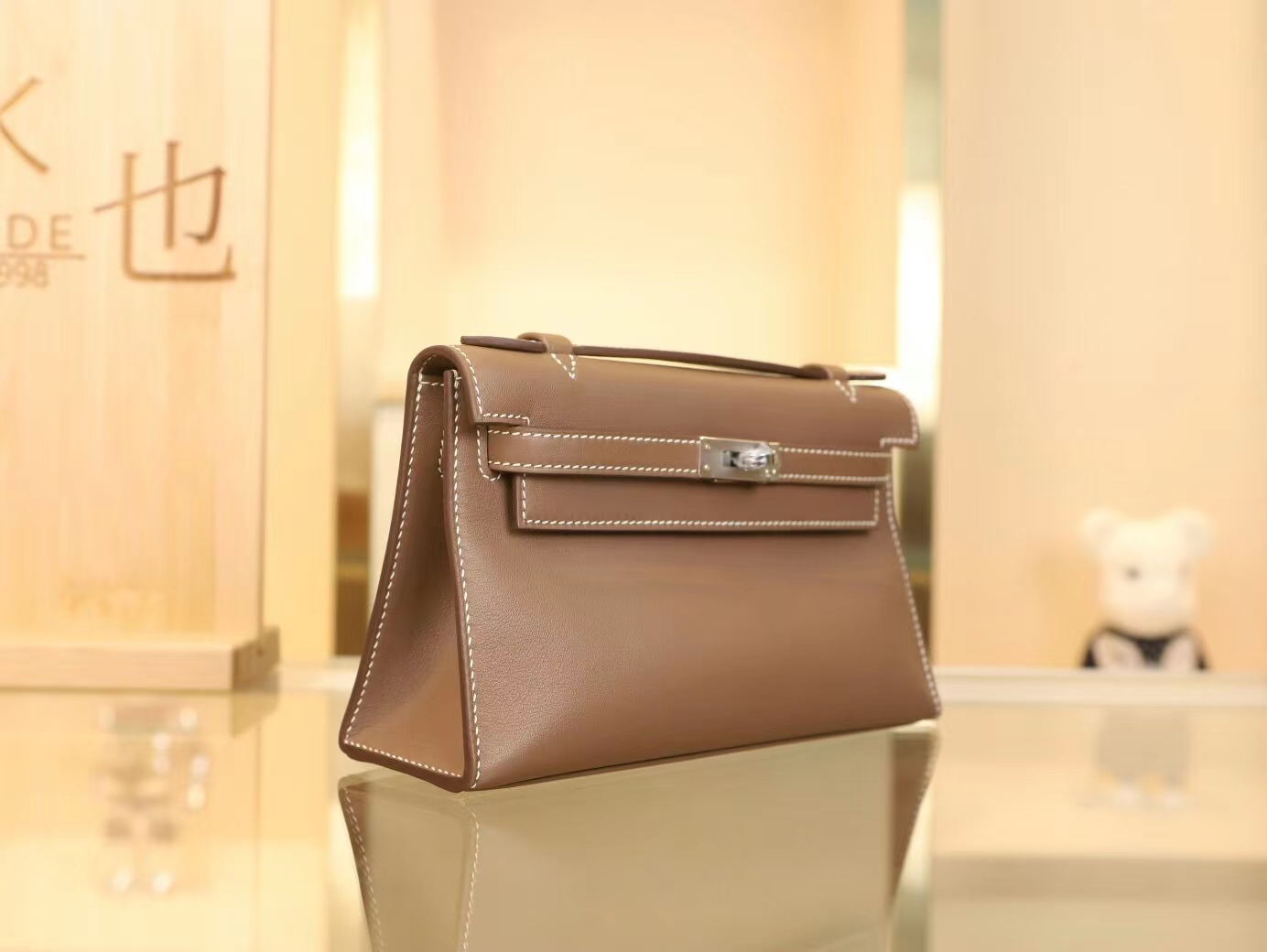 爱马仕一代迷你凯莉包 Hermes大象灰Swift小牛皮mini kelly pochette 1代 22cm