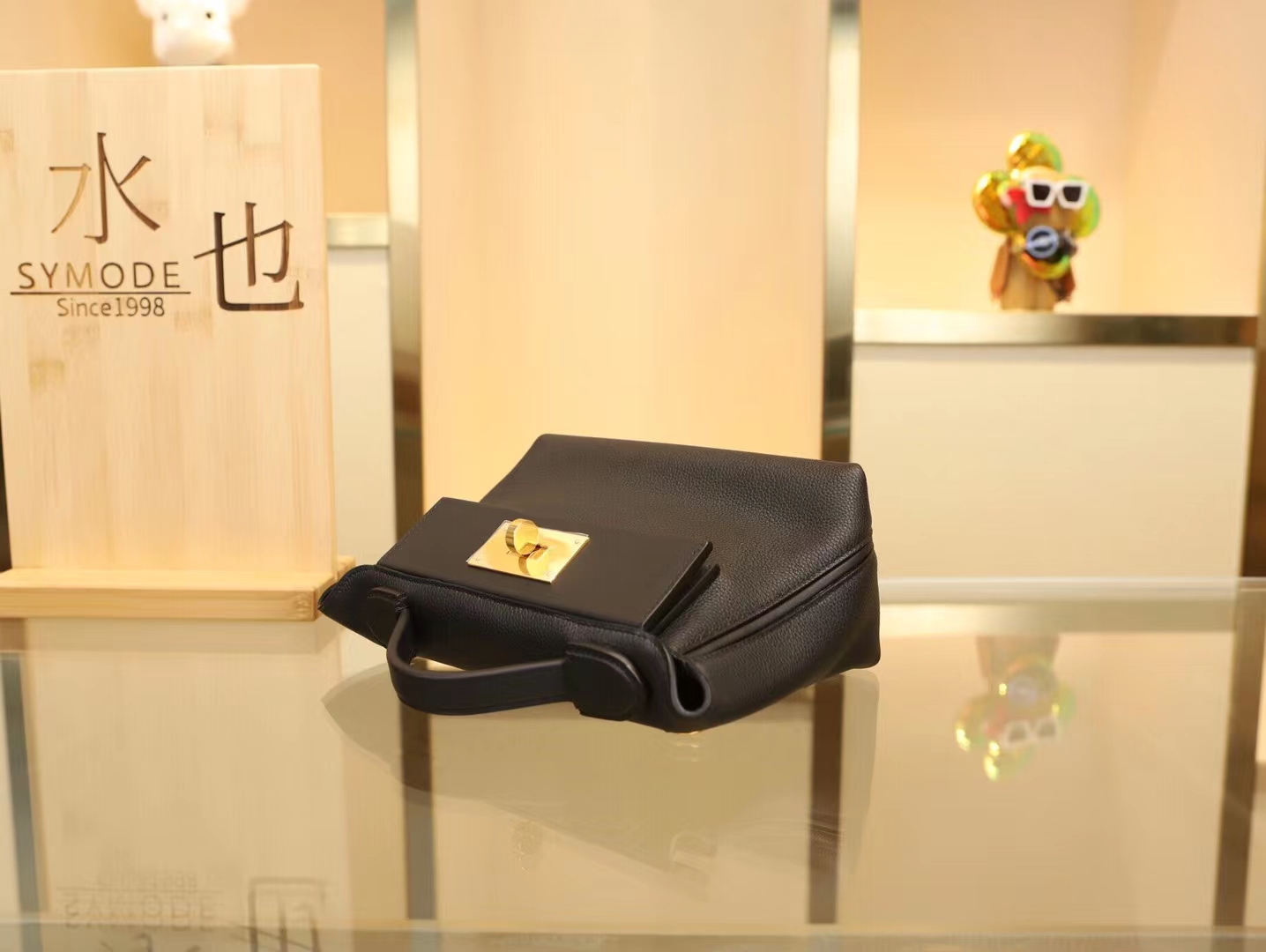Hermes爱马仕89黑色Nior Evercolor拼Swift皮Mini 2424 银扣/金扣