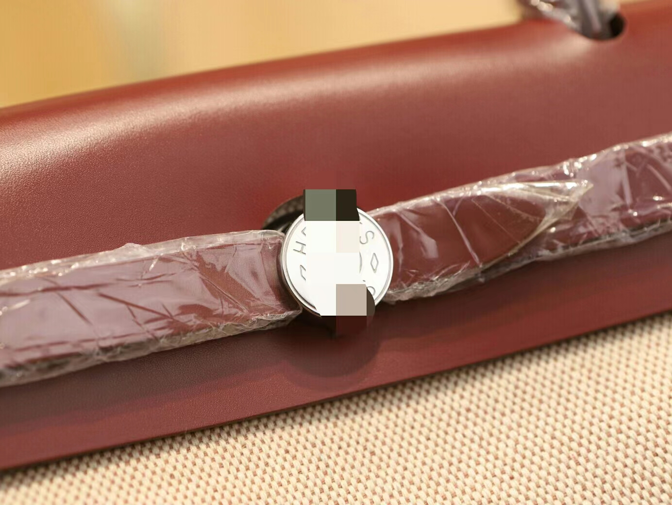 Hermes Herbag 31cm 爱马仕金棕拼酒红帆布拼牛皮手提女包 银扣