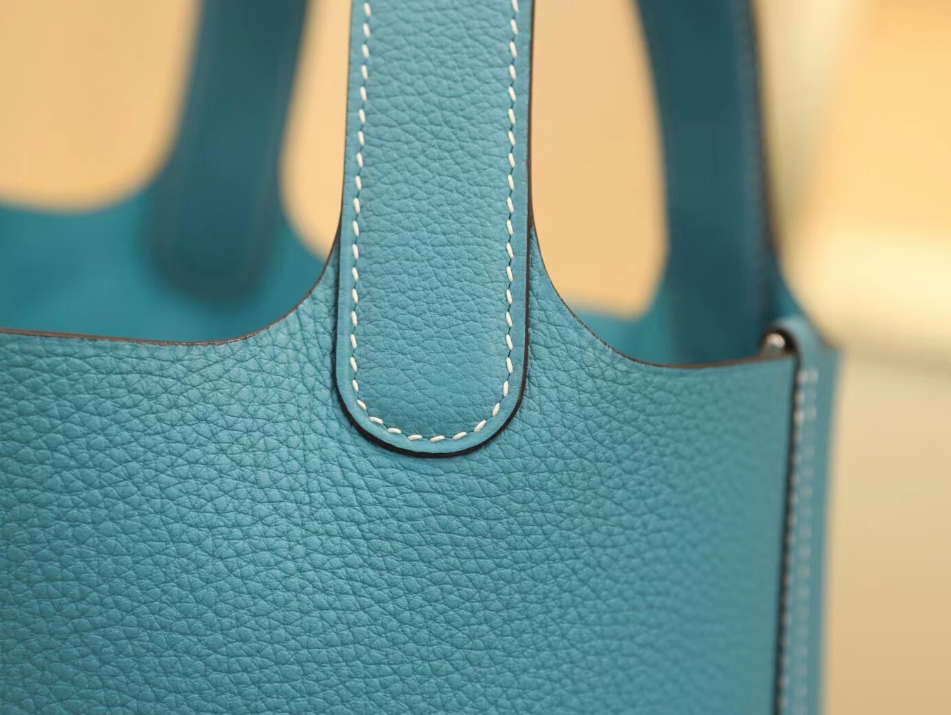 Hermes Picotin Lock18/22CM 爱马仕75牛仔蓝TC皮菜篮子包 银扣