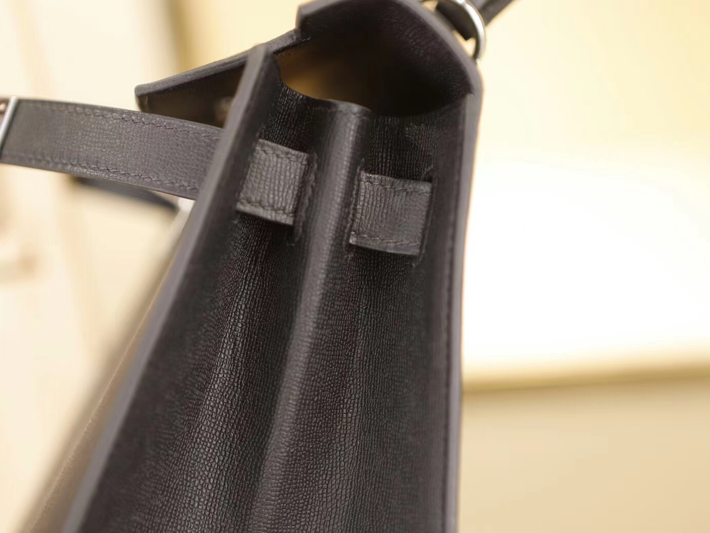 Hermes手袋 Hermes Kelly28CM新皮种monsieur皮黑色凯莉包 银扣