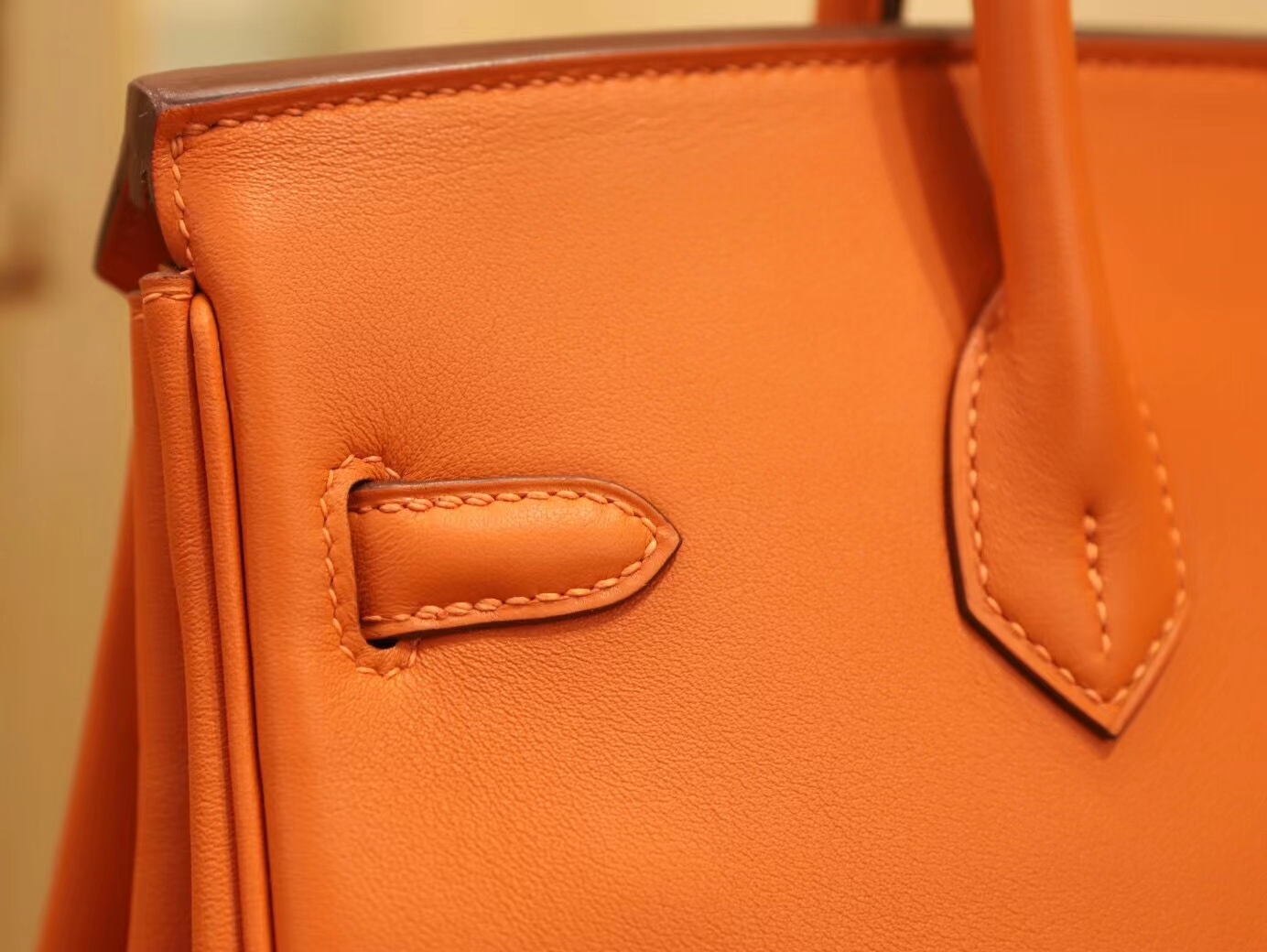 Hermes Birkin25CM 爱马仕CK93橙色Swift小牛皮铂金包 金扣