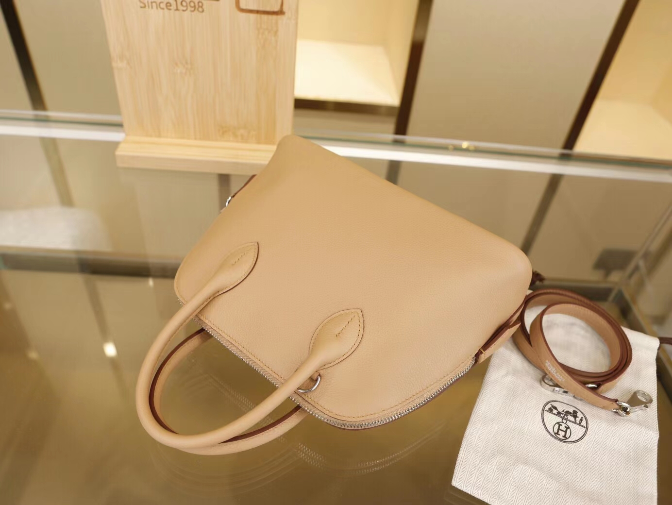 Hermes爱马仕0M茶色chai内拼x9锦葵紫Evercolor皮保龄包bolide 27CM