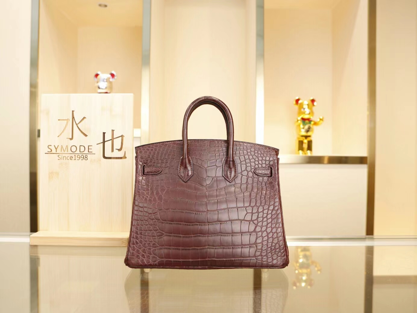 Hermes Birkin25CM 爱马仕CK57波尔多酒红 雾面倒v野生鳄鱼皮铂金包 金扣