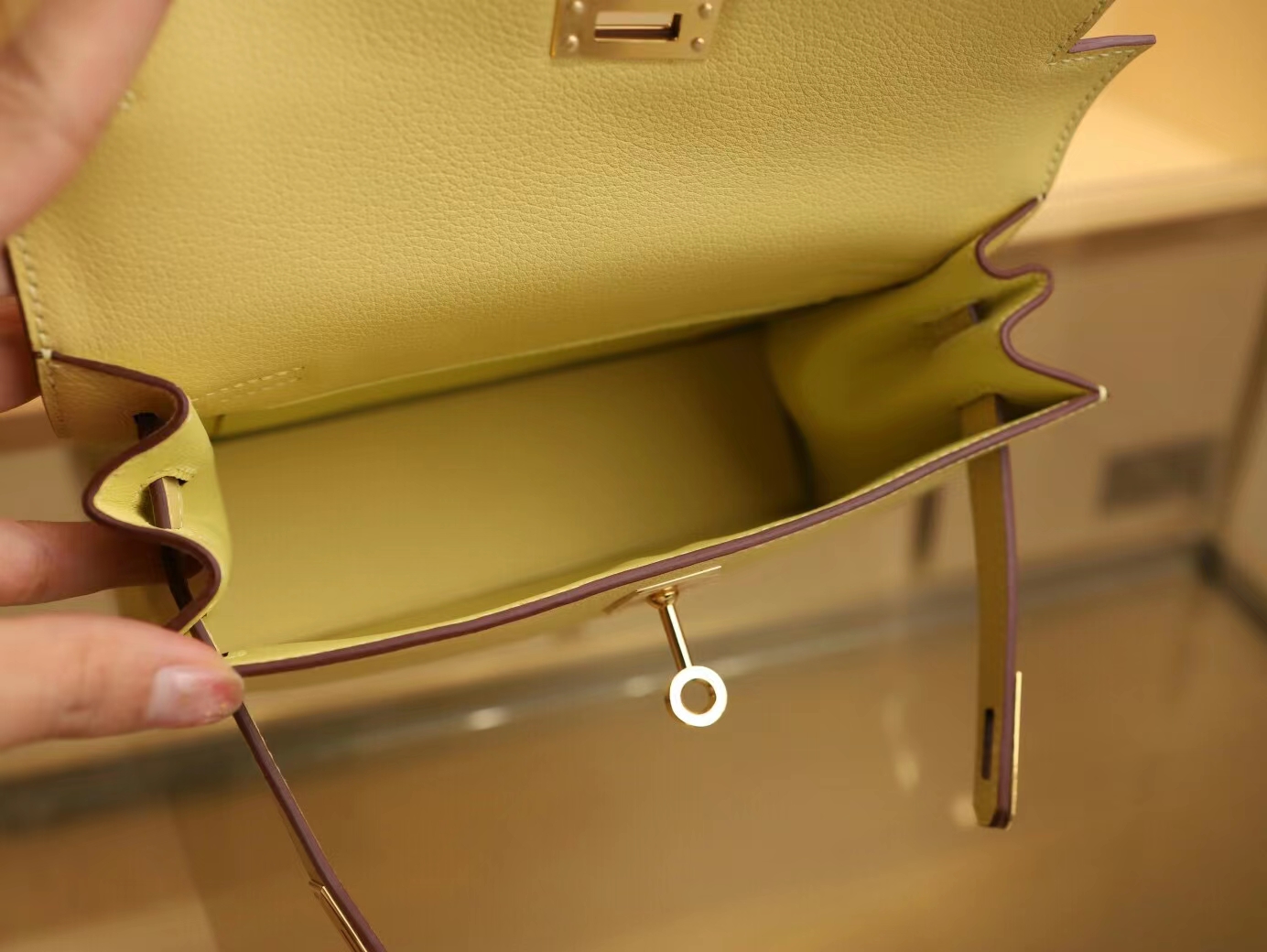 Symode Hermes Kelly Danse22CM 爱马仕1Z小鸡黄Evercolor皮跳舞包 金扣