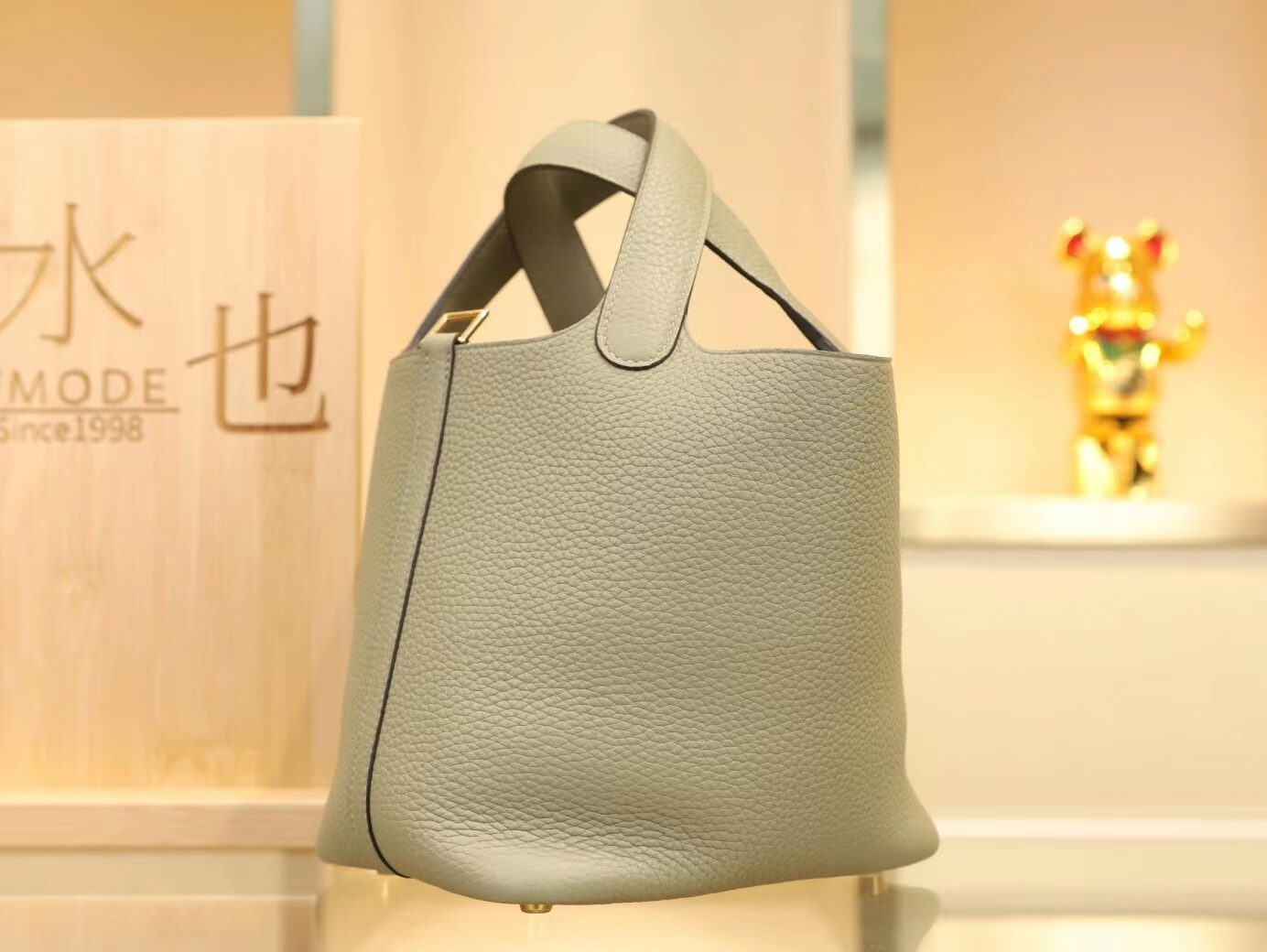 Hermes Picotin Lock18CM 爱马仕Q1鼠尾草绿菜篮子包水桶包 银扣