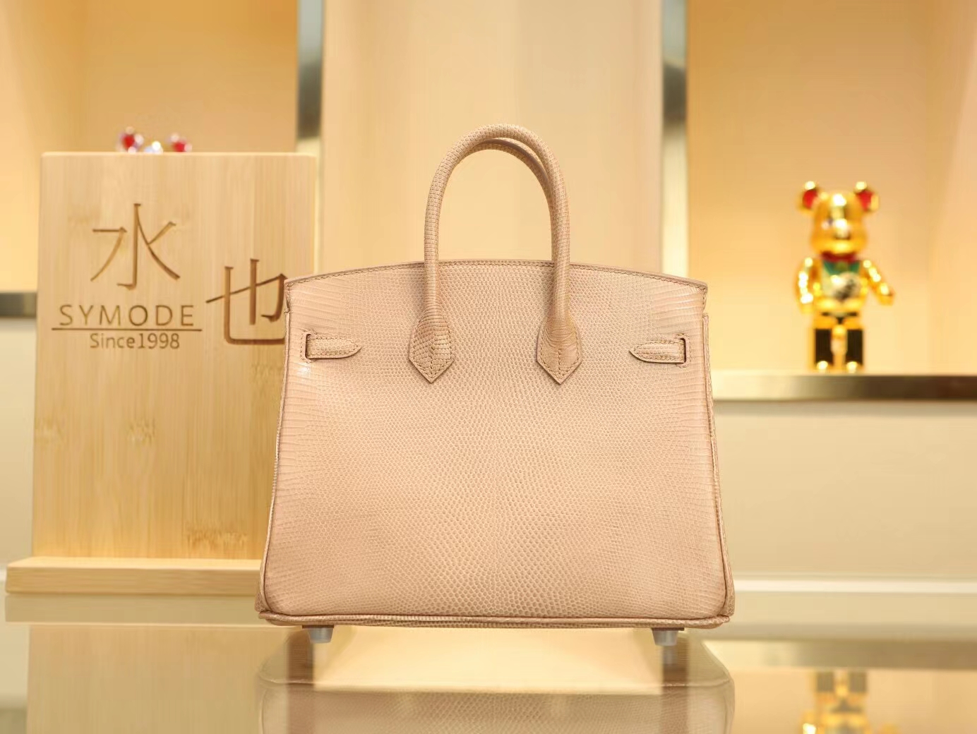 爱马仕包包定制 Hermes CC17灰褐色蜥蜴皮铂金包Birkin25CM 银扣