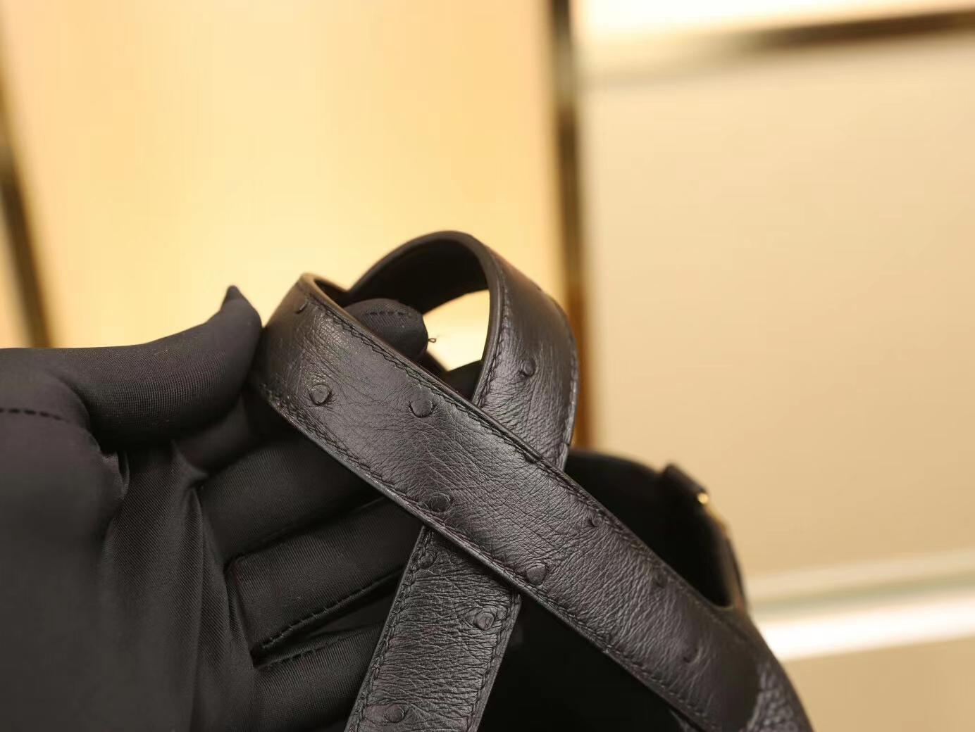 Hermes Picotin Lock18CM 爱马仕鸵鸟皮手柄拼Togo牛皮水桶包 金扣