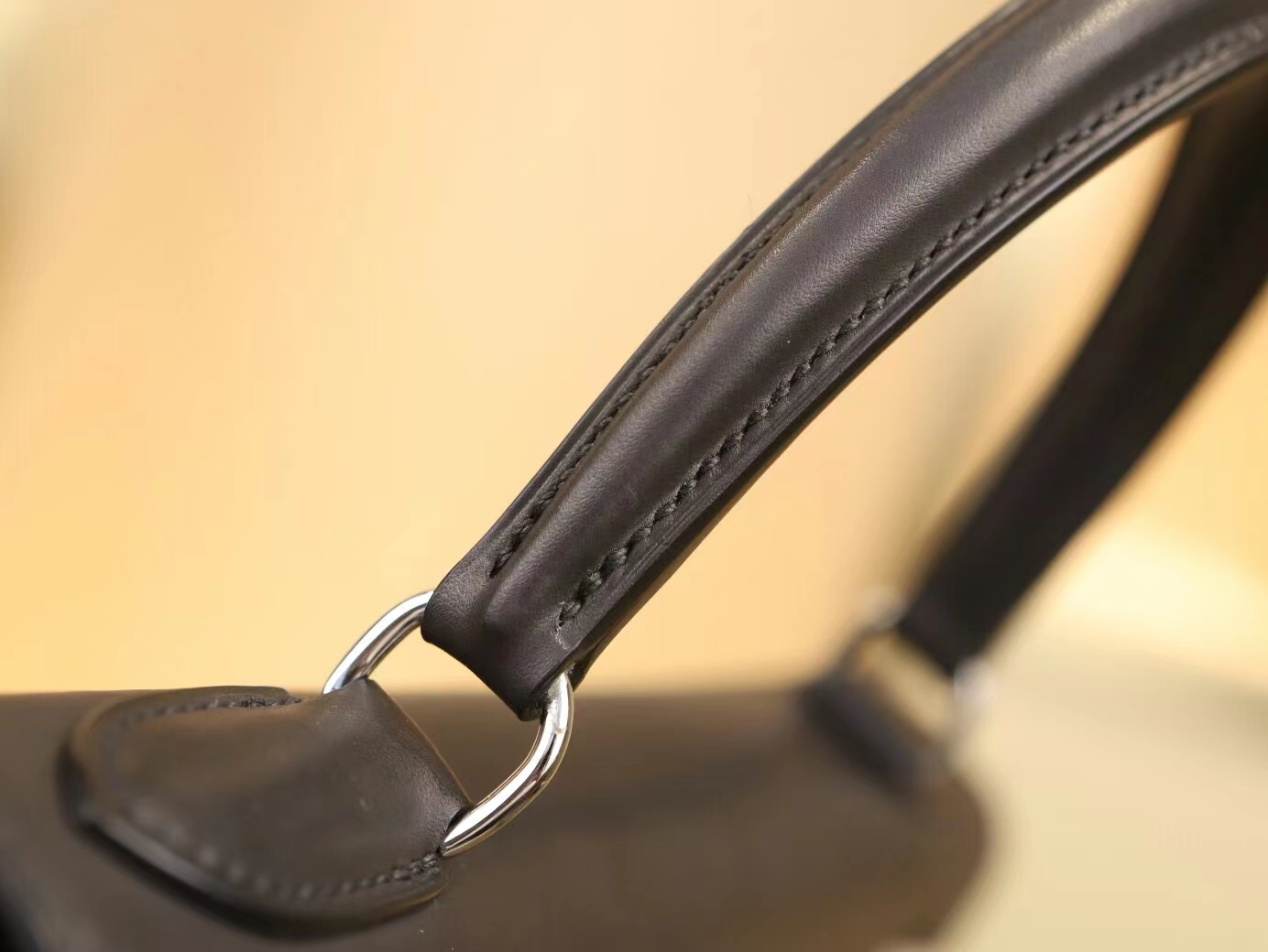 Hermes Kelly28M 爱马仕89黑色马鞍皮单环凯莉包手提女包 内缝