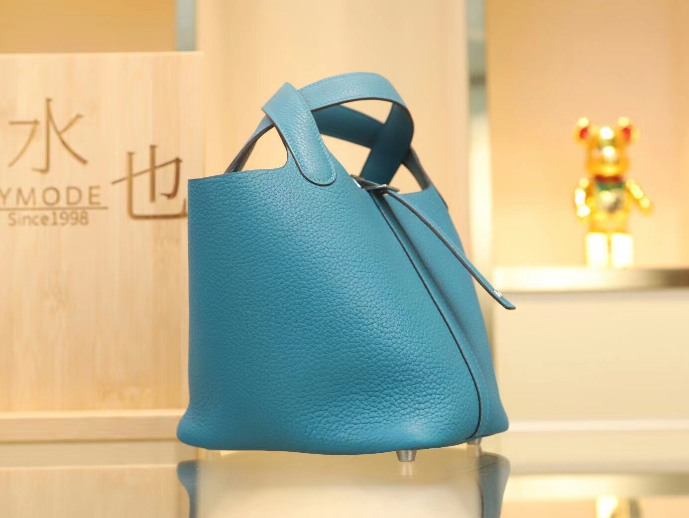 水也名品爱马仕包包 Hermes Picotin Lock18/22CM 7W伊兹密尔蓝菜篮子包