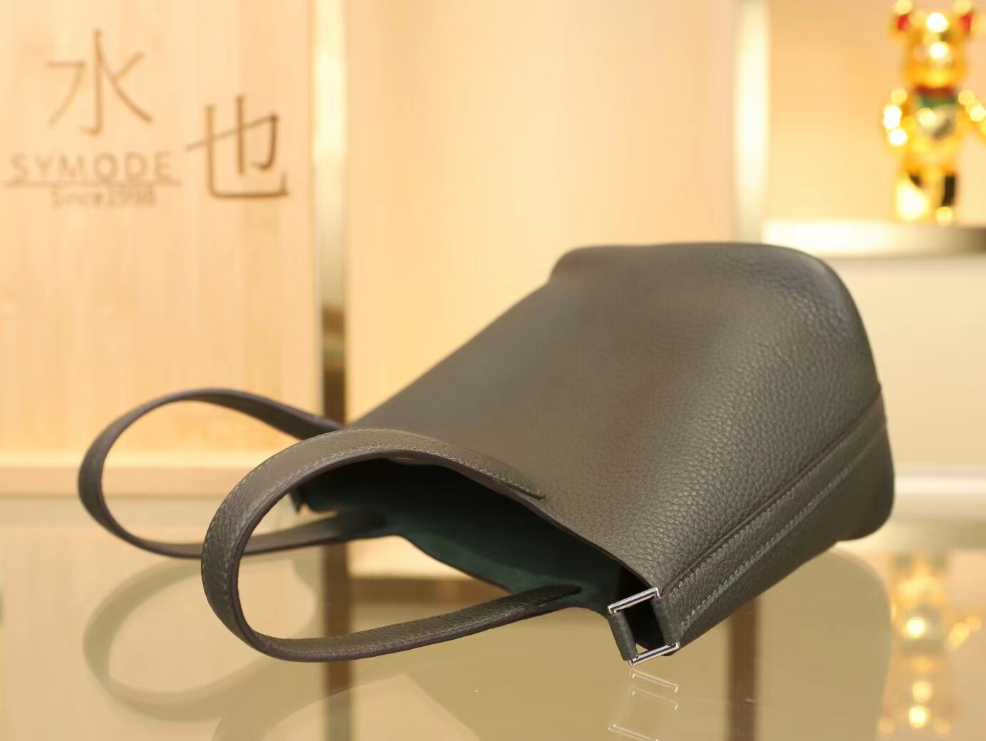 Hermes Picotin Lock18/22CM 爱马仕6O柏树绿TC皮菜篮子包水桶包 银扣