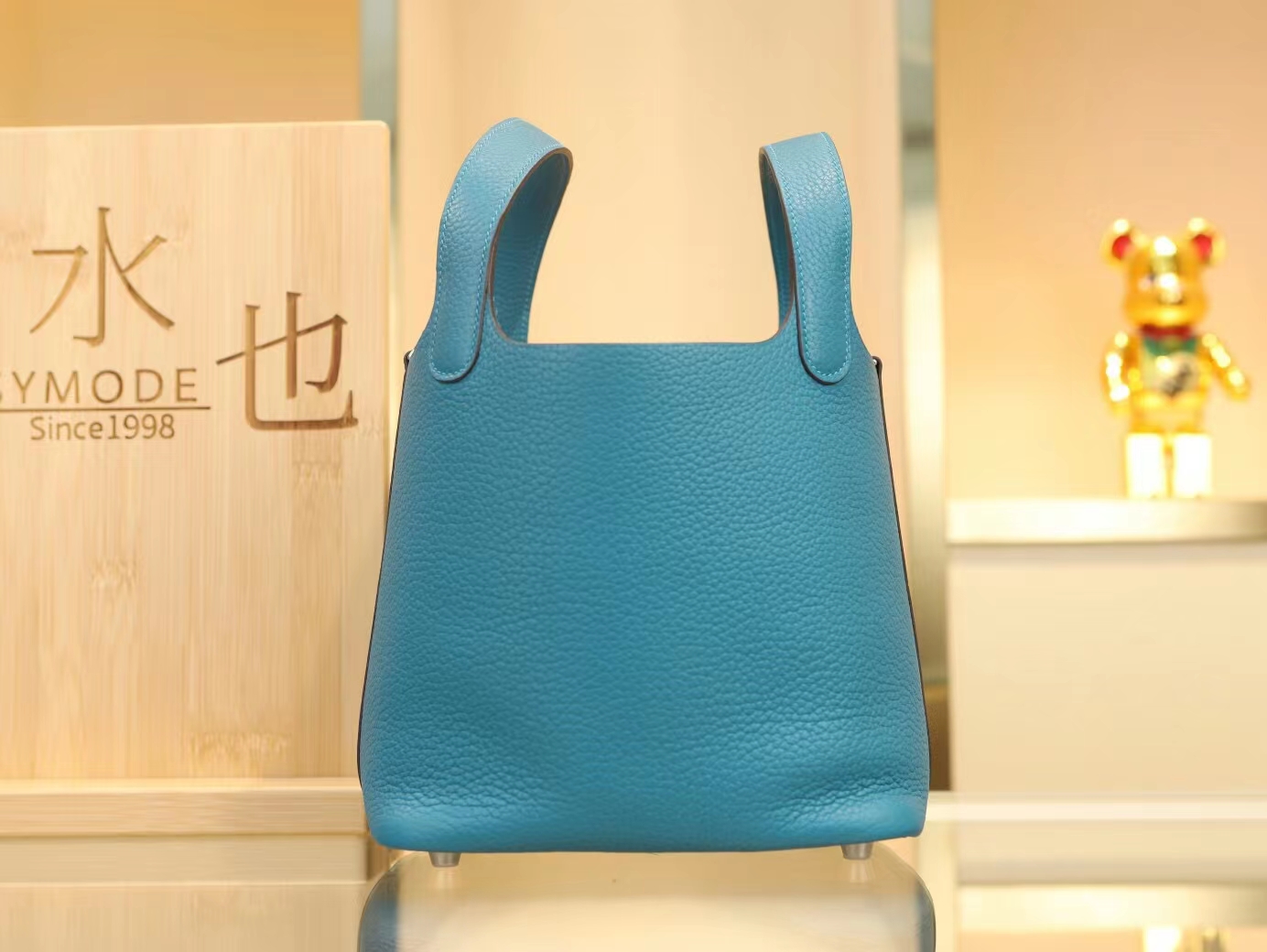 水也名品爱马仕包包 Hermes Picotin Lock18/22CM 7W伊兹密尔蓝菜篮子包