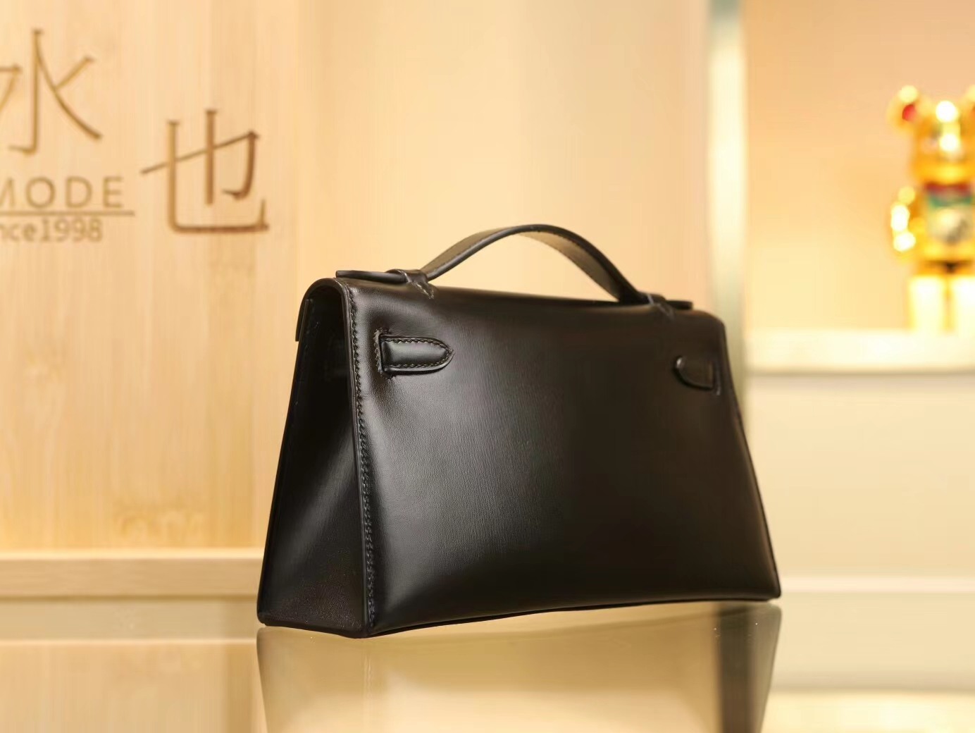 爱马仕迷你凯莉包一代全黑So Black 黑色Swift皮Kelly Pochette1代22cm