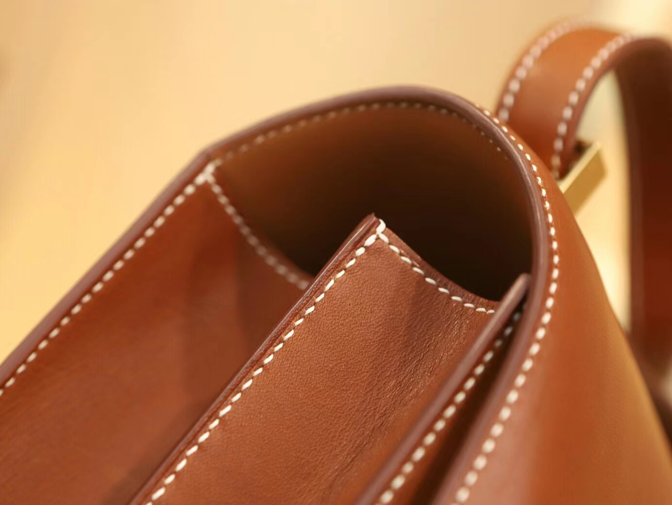 爱马仕女包定做 Hermes Constance24CM CC34焦糖棕马鞍皮康斯坦包