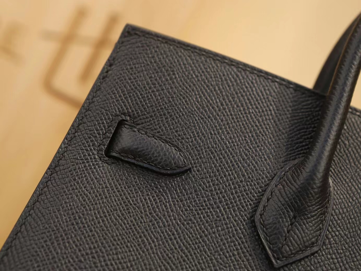 Hermes Birkin25CM 爱马仕89黑色Epsom掌纹牛皮铂金包 外缝
