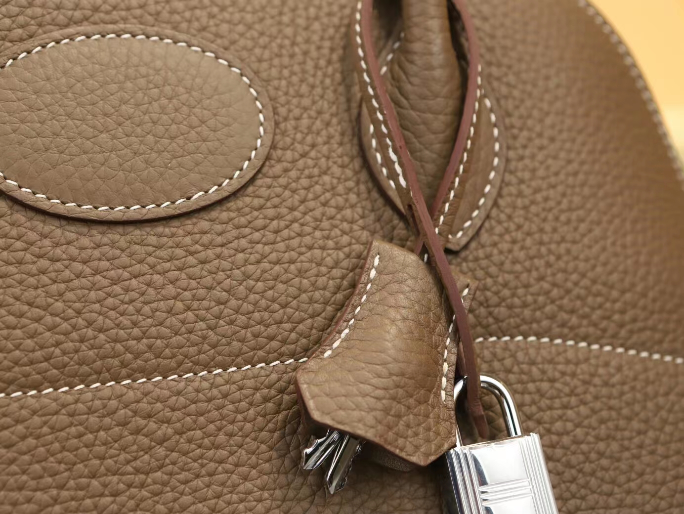 Hermes Bolide31CM 爱马仕大象灰TC牛皮保龄包手提女包 银扣