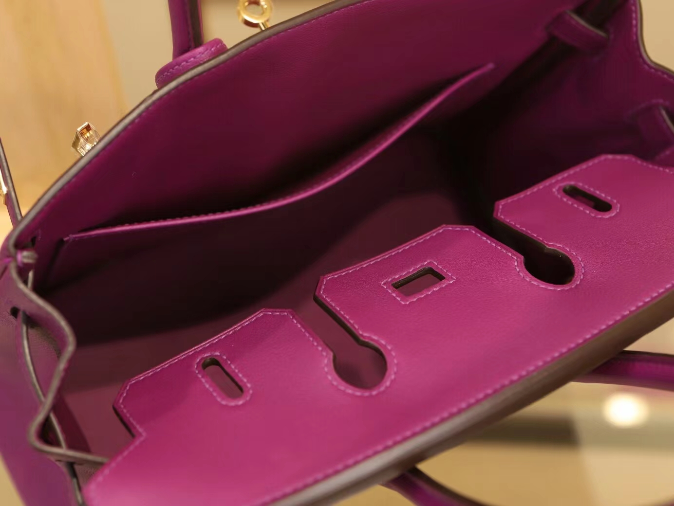 Hermes Birkin25CM 爱马仕女包P9海葵紫Swift牛皮铂金包 金扣