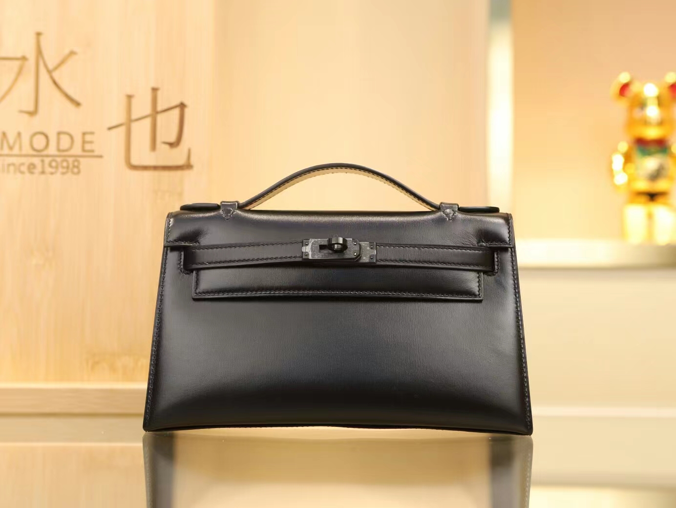 爱马仕迷你凯莉包一代全黑So Black 黑色Swift皮Kelly Pochette1代22cm