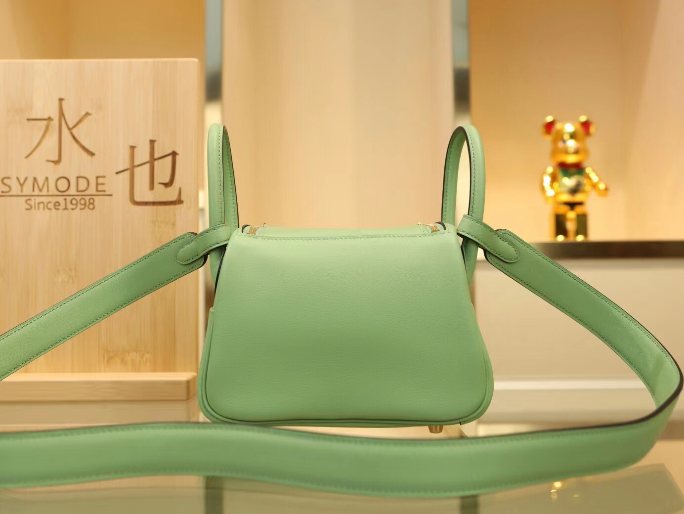 爱马仕迷你琳迪包 Hermes 3i牛油果绿Swift牛皮Mini Lindy19CM 金扣