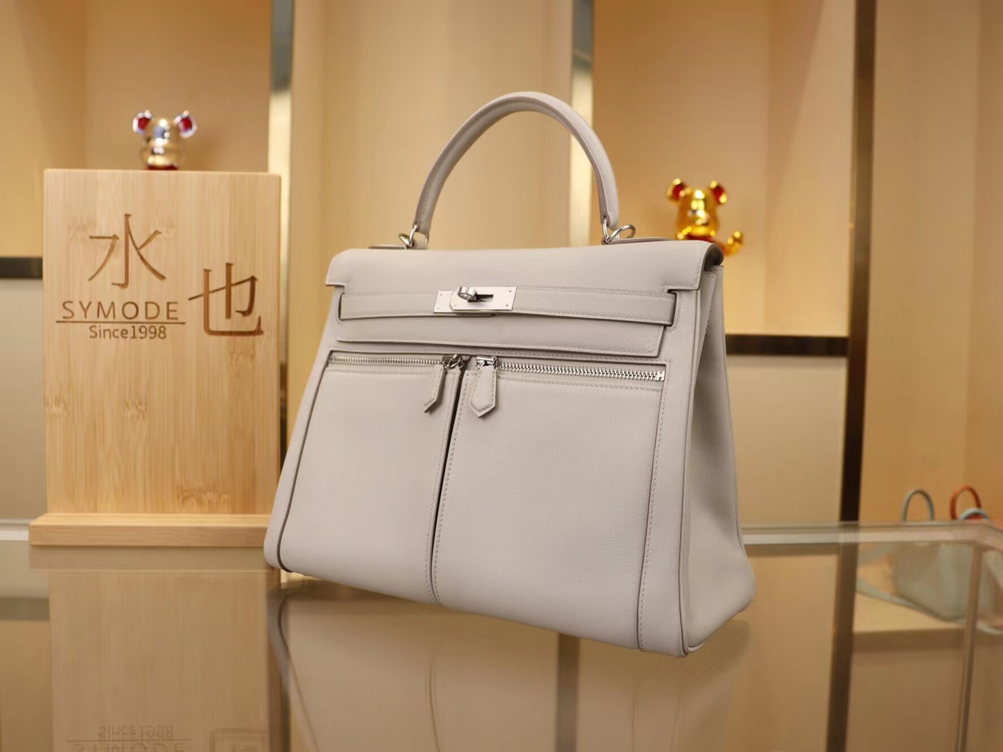Hermes Kelly Lakis32CM 爱马仕珍珠灰Swift牛皮新款凯莉包 银扣