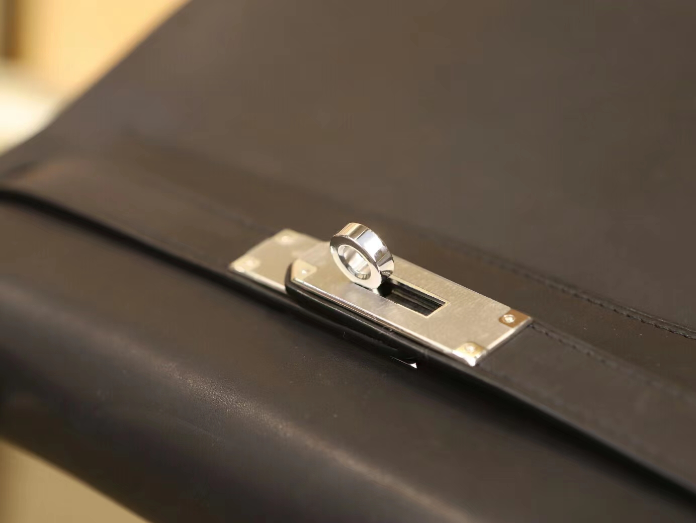 Hermes Kelly28M 爱马仕89黑色马鞍皮单环凯莉包手提女包 内缝